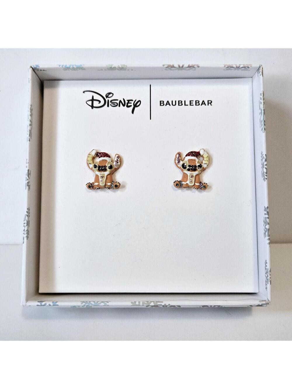 Disney x Baublebar Stitch Christmas Gingerbread Stud Earrings NIB